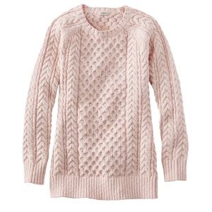 LL Bean Fisherman Cable Knit Chunky Sweater Cotton Ragg Crew Neck Sweater